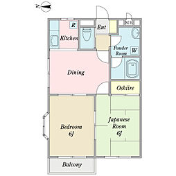 ティアラ・ガーデンB 2DKの間取図画像
