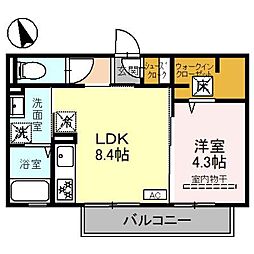 プリマヴェーラ 1LDKの間取図画像