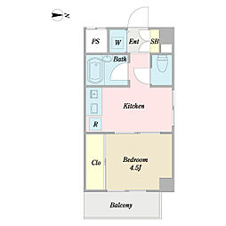 ウインベル平野 1Kの間取図画像