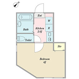 VIP世田谷 1Kの間取図画像