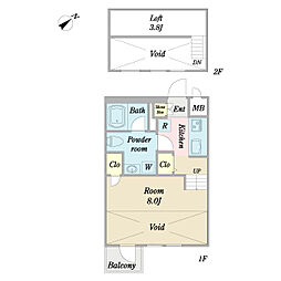 エスポワール ワンルームの間取図画像