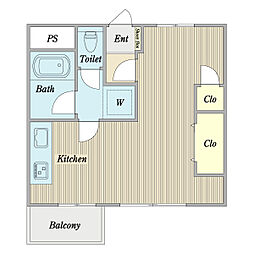タカエイマンション 3階ワンルームの間取り