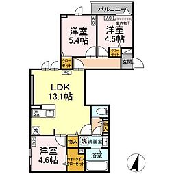 セレスティア江戸川II 201 2階3LDKの間取り