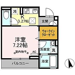 セレシェイラ壱番館 1階1Kの間取り