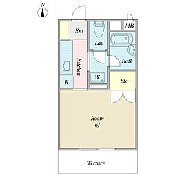 サンセリオ東四つ木2 1Kの間取図画像