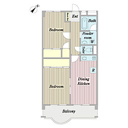 大地マンション 2DKの間取図画像