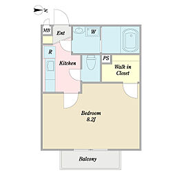 エクラン錦糸 1Kの間取図画像