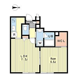 奏 1LDKの間取図画像
