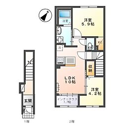 ユウカ フローラ 2LDKの間取図画像