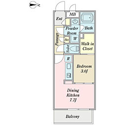 S-CUBE 1DKの間取図画像