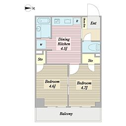 アストライア 2DKの間取図画像