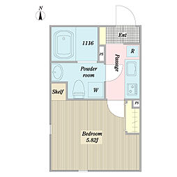 STRIPES 大森 1Kの間取図画像