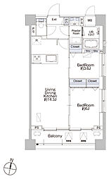プロシード池上 2LDKの間取図画像