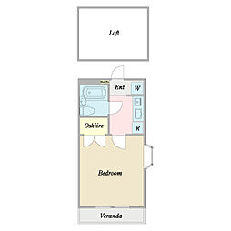 リバーハイツ 1Kの間取図画像