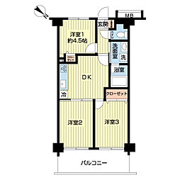 グランイーグル大森南2 3DKの間取図画像