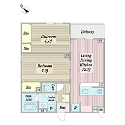 ウィステリア藤 2LDKの間取図画像