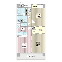 トレ・ベール 2LDKの間取図画像