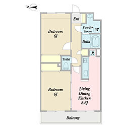 コリーヌ 2LDKの間取図画像