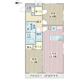 プランタン桜並木 2LDKの間取図画像