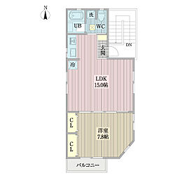 アトリエM 1LDKの間取図画像