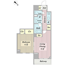 プロシード新横浜 3階1LDKの間取り