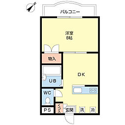成田東マンション 1DKの間取図画像