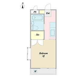 プルメージュ松村 1階1Kの間取り