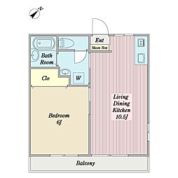 オークサイド日吉 1LDKの間取図画像