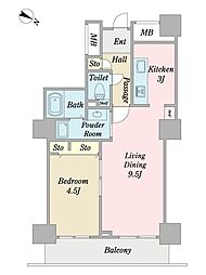 UR都市機構天王洲ビュータワー 1LDKの間取図画像