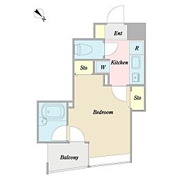 アルパイン茅場町 1Kの間取図画像