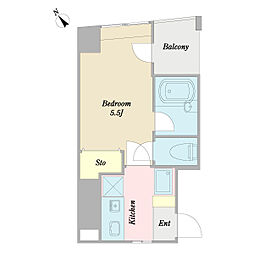 アルパイン茅場町 1Kの間取図画像