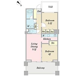 日本橋安田スカイゲート 2LDKの間取図画像