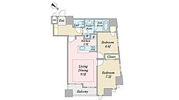 プロシード日本橋堀留町 2LDKの間取図画像