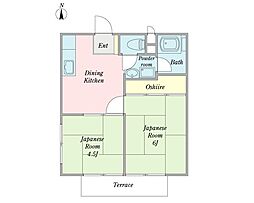 関口ハイツ 2DKの間取図画像