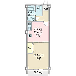 グレーヌメゾン 1DKの間取図画像