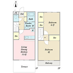 ティエラ2 2LDKの間取図画像