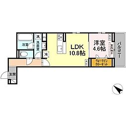 (仮称)D-ROOM南篠崎町 2階1LDKの間取り