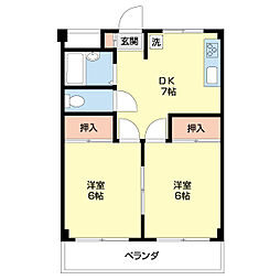 パレ・クレール 2DKの間取図画像