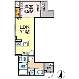 セレスティア大島 1LDKの間取図画像