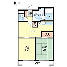 プロシード西葛西一番館 1階2DKの間取り