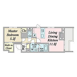 ＢＵＲＪ　ＧＡＴＥ 2階1LDKの間取り