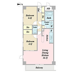 アルティア北葛西 2LDKの間取図画像