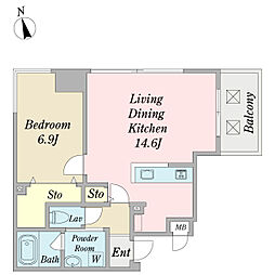 ラ・パレンテ 1LDKの間取図画像