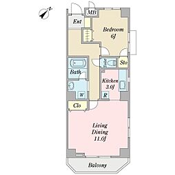 サンラポール 1LDKの間取図画像