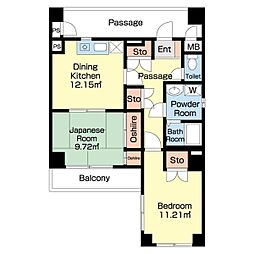 プラザ西葛西 2DKの間取図画像