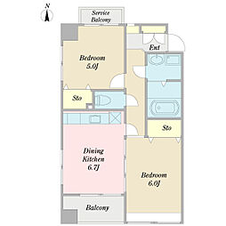 ウェルテクス 2DKの間取図画像