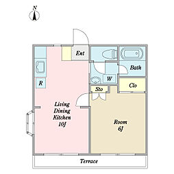 サンハイム東葛西A棟 1LDKの間取図画像