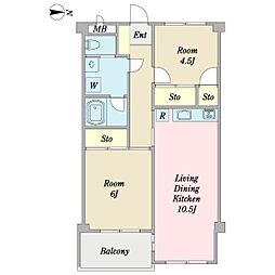 エクセル・ブラウン 2LDKの間取図画像