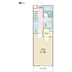 マリブ・イースト 1Kの間取図画像