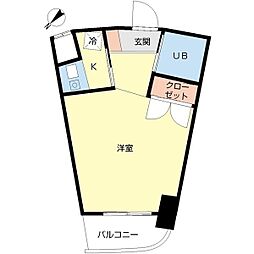 ユーセンス 1Kの間取図画像